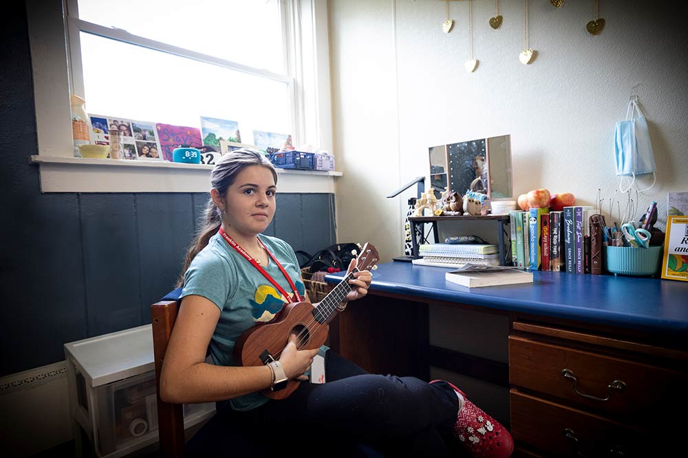 Girl in dorm room
